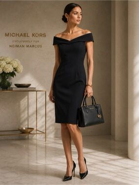MICHAEL KORS COLLECTION FOR NEIMAN MARCUS BLACK QUIET LUXURY DESIGNER DRESS SZ 8